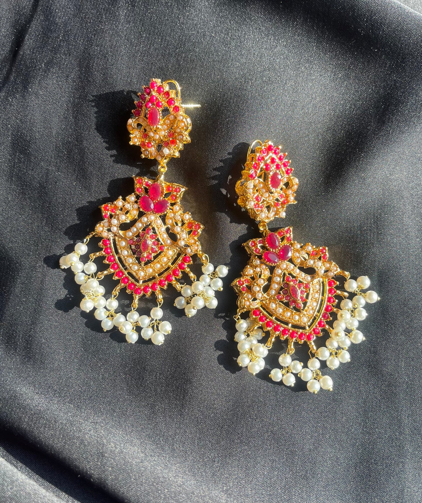Triluxe Gold-Plated Earrings – Ruby Pink