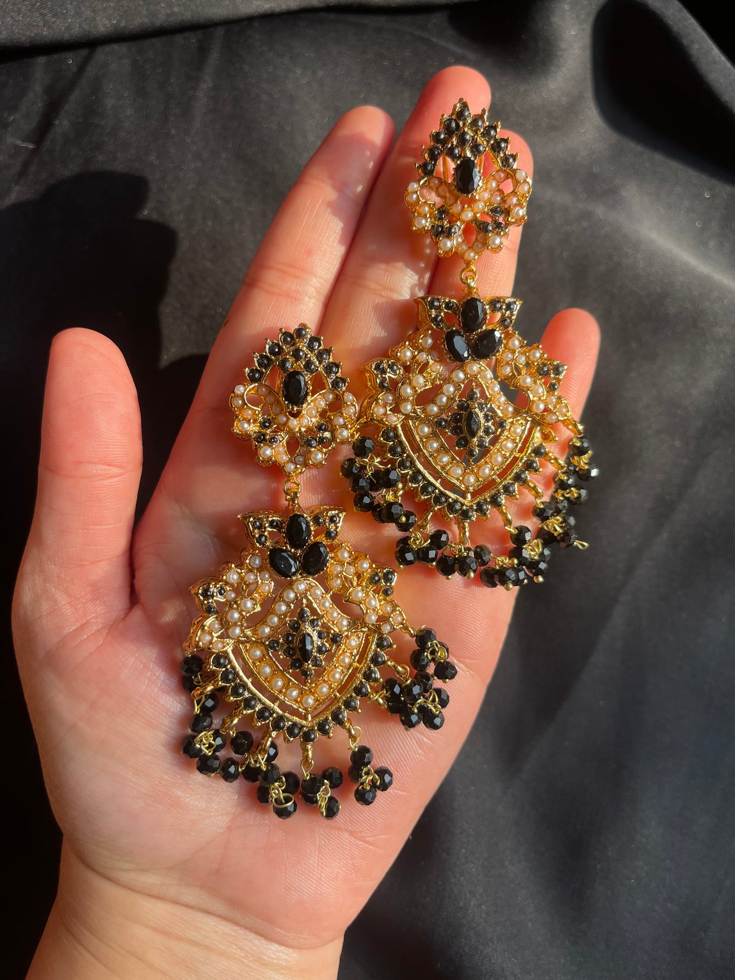 Triluxe Gold-Plated Earrings – Black