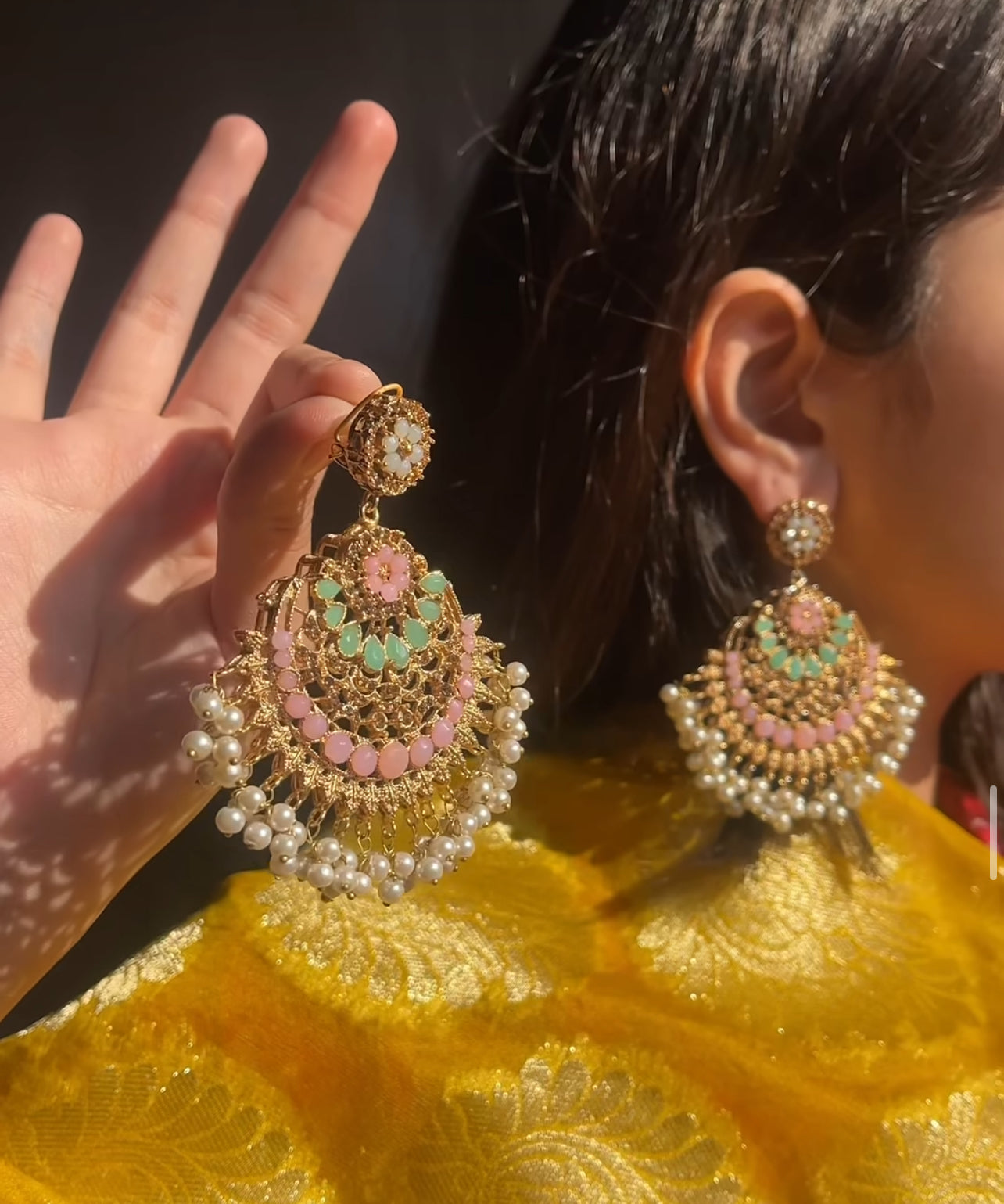 Matte Earrings – Matte Pink & Green Elegance