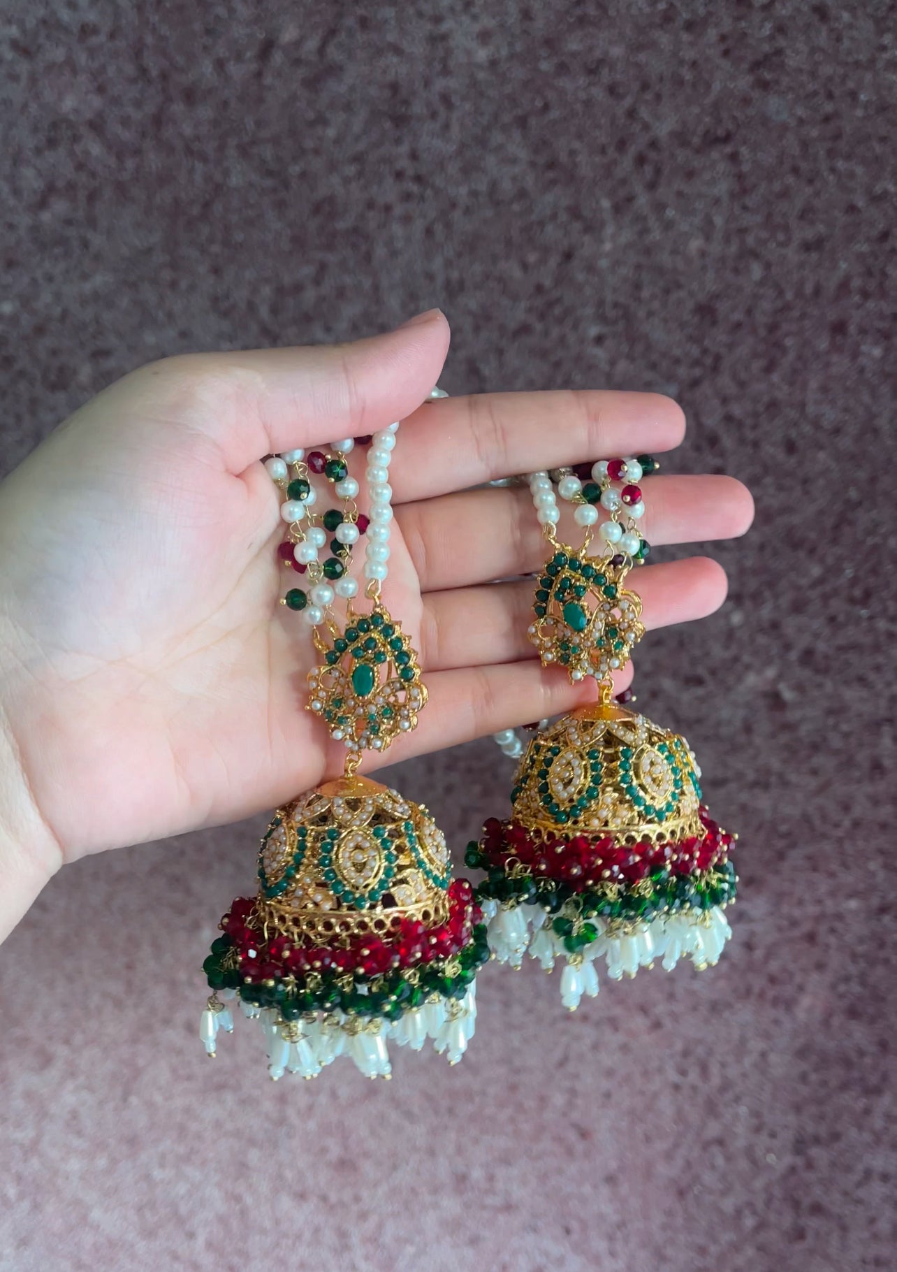Emerald Majesty Jhumkas & Bindiya