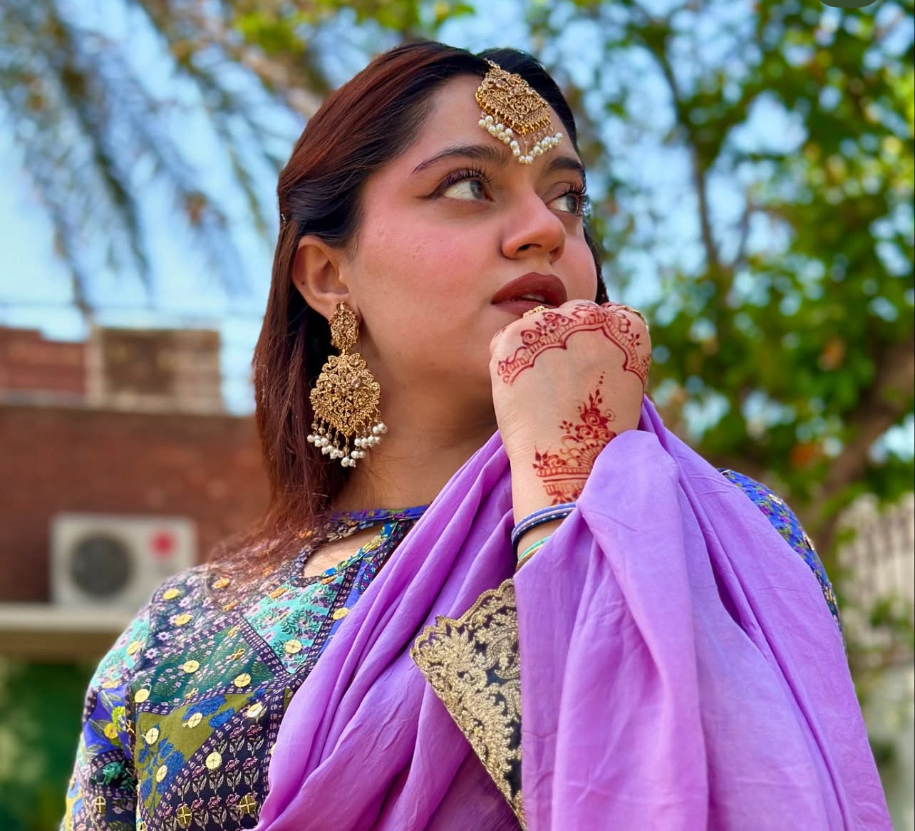 Golden Grace Pearl Drop Earrings and Bindiya Set