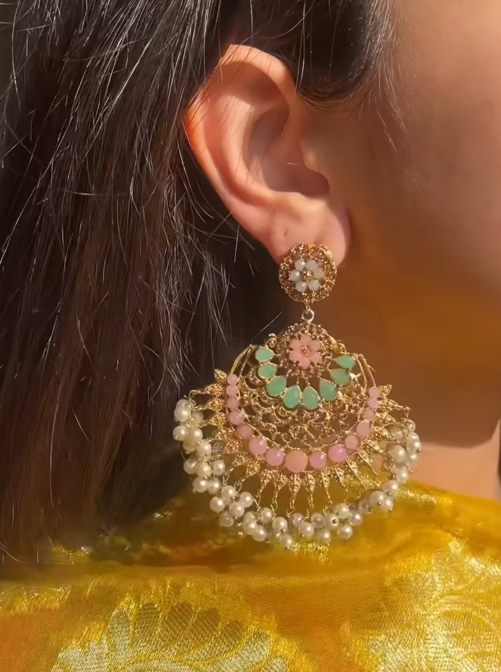 Matte Earrings – Matte Pink & Green Elegance